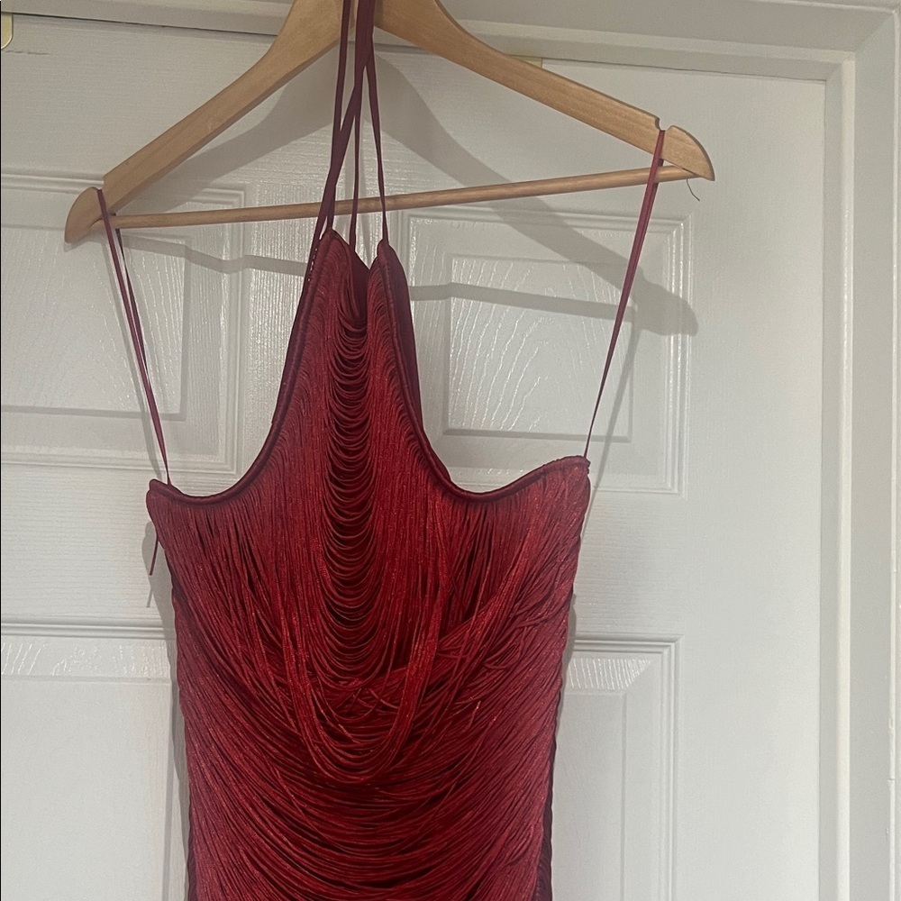 Zara Backless Fringe Red Dress - Picture 7 of 10